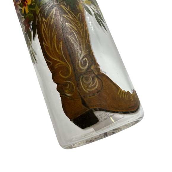 Cypress Refresh Home Western Floral Cowgirl Boot Glass Water Bottle 9" - Picture 6 of 9